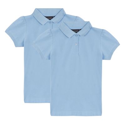 Pack of two girls' blue school polo shirts